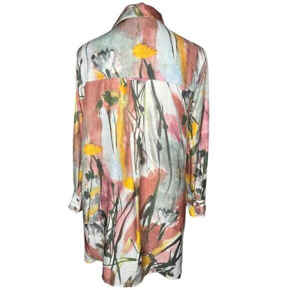 JOHN MARK Watercolor‎ Floral V-neck Long Sleeve Tunic Shirt Size Small - Picture 2 of 12